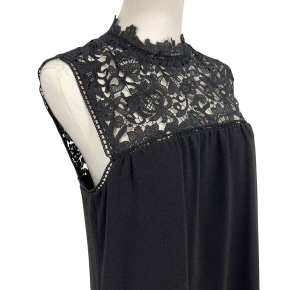 Theory Aronella Lace Crepe Mini Dress Black High Neck Size 8 - Picture 5 of 9